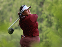 Lizette Salas of the United States tees off on the 11th hole during Day Three of the KPMG Women's PGA Championship at Sahalee Country Club i...