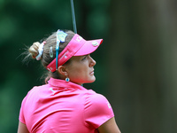 Lexi Thompson of Florida follows her shot from the 18th fairway during the third round of the KPMG Women's PGA Championship at Sahalee Count...