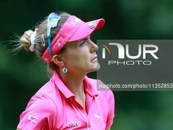 Lexi Thompson of Florida looks down the 18th fairway during the third round of the KPMG Women's PGA Championship at Sahalee Country Club on...