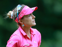 Lexi Thompson of Florida looks down the 18th fairway during the third round of the KPMG Women's PGA Championship at Sahalee Country Club on...