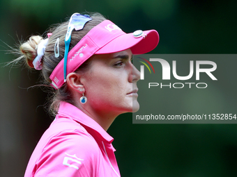 Lexi Thompson of Florida looks down the 18th fairway during the third round of the KPMG Women's PGA Championship at Sahalee Country Club on...