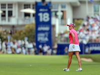 Lexi Thompson of Florida walks to the 18th green during the third round of the KPMG Women's PGA Championship at Sahalee Country Club on Satu...