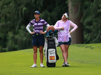 Azahara Munoz of Spain waits on the 10th hole during Day Three of the KPMG Women's PGA Championship at Sahalee Country Club in Sammamish, Wa...