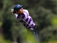 Azahara Munoz of Spain tees off on the 11th hole during Day Three of the KPMG Women's PGA Championship at Sahalee Country Club in Sammamish,...