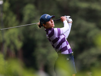 Azahara Munoz of Spain tees off on the 11th hole during Day Three of the KPMG Women's PGA Championship at Sahalee Country Club in Sammamish,...