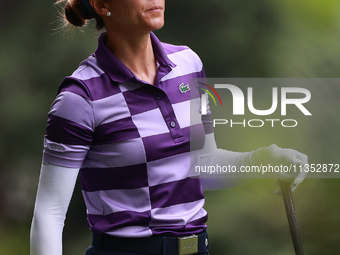 Azahara Munoz of Spain tees off on the 11th hole during Day Three of the KPMG Women's PGA Championship at Sahalee Country Club in Sammamish,...