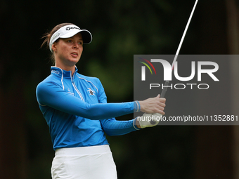 Esther Henseleit of Germany follows her ball toward the 10th green during Day Three of the KPMG Women's PGA Championship at Sahalee Country...