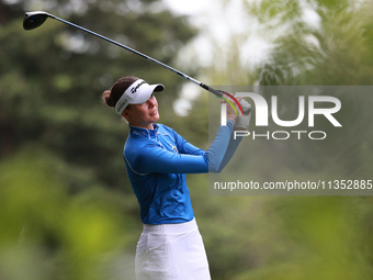 Esther Henseleit of Germany tees off on the 11th hole during Day Three of the KPMG Women's PGA Championship at Sahalee Country Club in Samma...