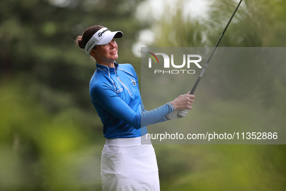 Esther Henseleit of Germany tees off on the 11th hole during Day Three of the KPMG Women's PGA Championship at Sahalee Country Club in Samma...