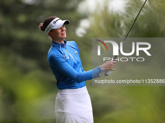 Esther Henseleit of Germany tees off on the 11th hole during Day Three of the KPMG Women's PGA Championship at Sahalee Country Club in Samma...