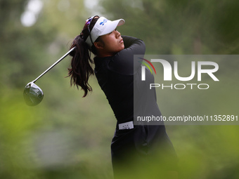 Arpichaya Yubol of Thailand tees off on the 11th hole during Day Three of the KPMG Women's PGA Championship at Sahalee Country Club in Samma...