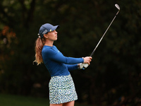 Morgane Metraux of Switzerland plays her second shot on the 10th hole during Day Three of the KPMG Women's PGA Championship at Sahalee Count...