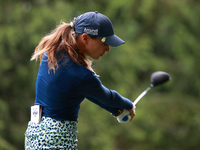 Morgane Metraux of Switzerland tees off on the 11th hole during Day Three of the KPMG Women's PGA Championship at Sahalee Country Club in Sa...