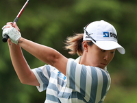 Jiwon Jeon of Republic of Korea tees off on the 11th hole during Day Three of the KPMG Women's PGA Championship at Sahalee Country Club in S...