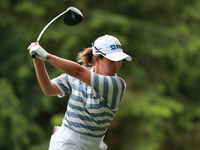 Jiwon Jeon of Republic of Korea tees off on the 11th hole during Day Three of the KPMG Women's PGA Championship at Sahalee Country Club in S...