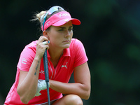 Lexi Thompson of Florida looks over the 15th green during the third round of the KPMG Women's PGA Championship at Sahalee Country Club on Sa...