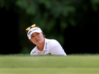 Haeran Ryu of Republic of Korea prepares to hit her shot to the 15th green during the third round of the KPMG Women's PGA Championship at Sa...