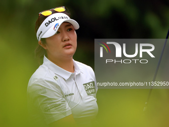 Haeran Ryu of Republic of Korea prepares hits from the 15th tee during the third round of the KPMG Women's PGA Championship at Sahalee Count...