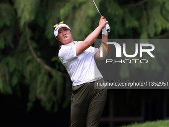 Haeran Ryu of Republic of Korea hits from the 16th fairway during the third round of the KPMG Women's PGA Championship at Sahalee Country Cl...