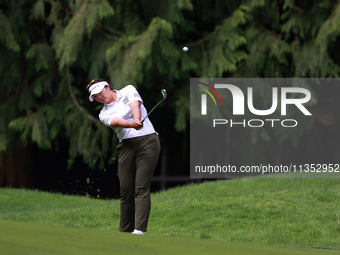 Haeran Ryu of Republic of Korea hits from the 16th fairway during the third round of the KPMG Women's PGA Championship at Sahalee Country Cl...