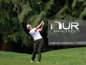 Haeran Ryu of Republic of Korea hits from the 16th fairway during the third round of the KPMG Women's PGA Championship at Sahalee Country Cl...