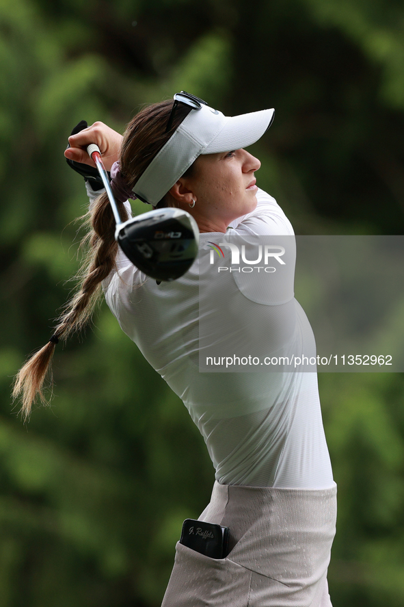 Gabriela Ruffels of Australia tees off on the 11th hokle during Day Three of the KPMG Women's PGA Championship at Sahalee Country Club in Sa...