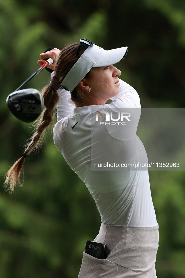 Gabriela Ruffels of Australia tees off on the 11th hokle during Day Three of the KPMG Women's PGA Championship at Sahalee Country Club in Sa...