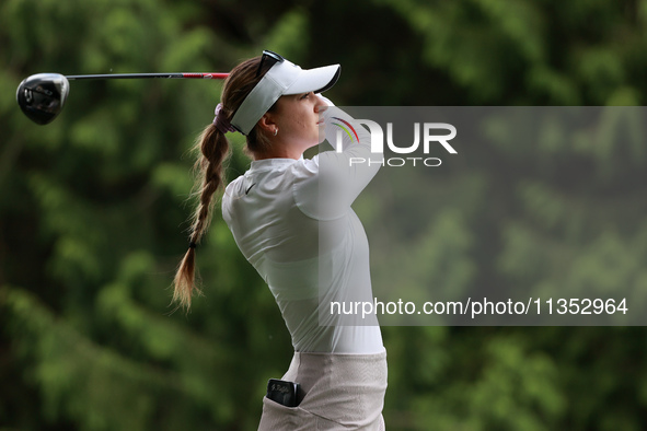 Gabriela Ruffels of Australia tees off on the 11th hokle during Day Three of the KPMG Women's PGA Championship at Sahalee Country Club in Sa...