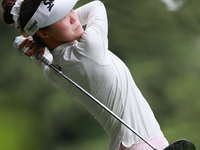 Grace Kim Australia tees off on the 11th hole during Day Three of the KPMG Women's PGA Championship at Sahalee Country Club in Sammamish, Wa...