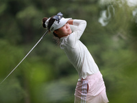 Grace Kim Australia tees off on the 11th hole during Day Three of the KPMG Women's PGA Championship at Sahalee Country Club in Sammamish, Wa...