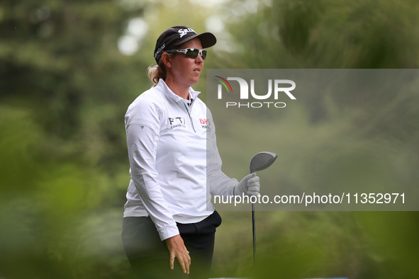 Ashleigh Buhai of South Africa tees off on the 11th hole during Day Three of the KPMG Women's PGA Championship at Sahalee Country Club in Sa...