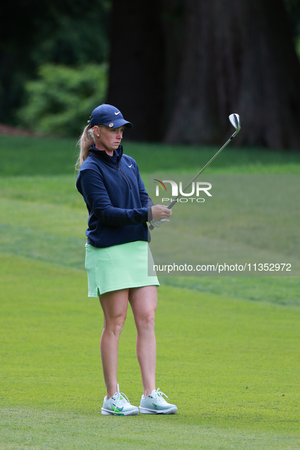 Frida Kinhult of Sweden prepares to play her second shot on the 10th hole during Day Three of the KPMG Women's PGA Championship at Sahalee C...