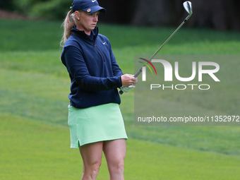 Frida Kinhult of Sweden prepares to play her second shot on the 10th hole during Day Three of the KPMG Women's PGA Championship at Sahalee C...