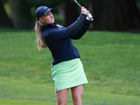 Frida Kinhult of Sweden follows her fairway shot toward the 10th green during Day Three of the KPMG Women's PGA Championship at Sahalee Coun...