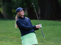 Frida Kinhult of Sweden follows her fairway shot toward the 10th green during Day Three of the KPMG Women's PGA Championship at Sahalee Coun...