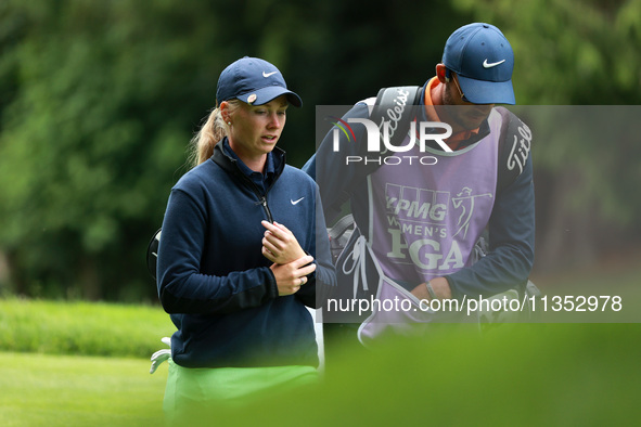 Frida Kinhult of Sweden heads to the 11th hole during Day Three of the KPMG Women's PGA Championship at Sahalee Country Club in Sammamish, W...