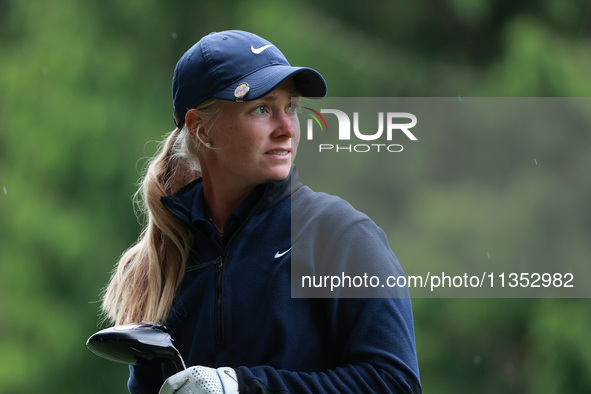 Frida Kinhult of Sweden tees off on the 11th hole during Day Three of the KPMG Women's PGA Championship at Sahalee Country Club in Sammamish...