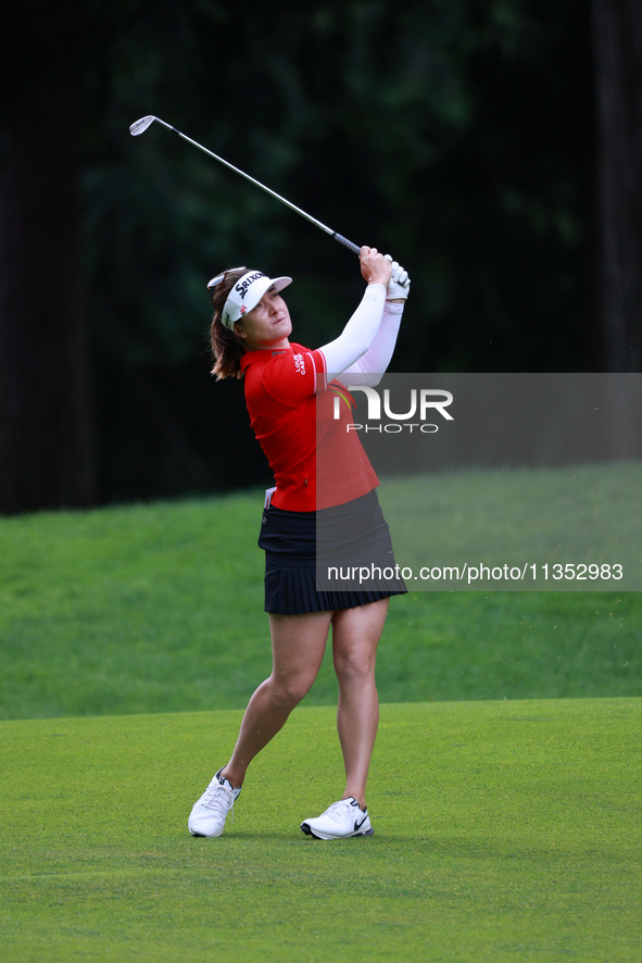 Hannah Green of Australia follows her fairway shot on the 10th hole during Day Three of the KPMG Women's PGA Championship at Sahalee Country...