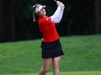 Hannah Green of Australia follows her fairway shot on the 10th hole during Day Three of the KPMG Women's PGA Championship at Sahalee Country...