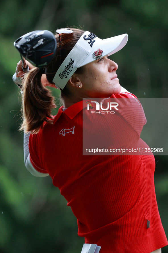 Hannah Green of Australia tees off on the 11th hole during Day Three of the KPMG Women's PGA Championship at Sahalee Country Club in Sammami...