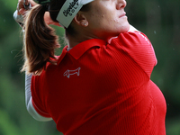 Hannah Green of Australia tees off on the 11th hole during Day Three of the KPMG Women's PGA Championship at Sahalee Country Club in Sammami...