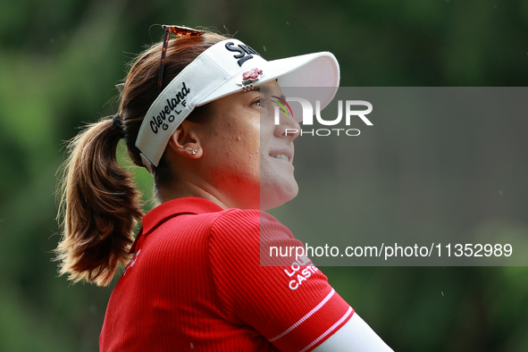 Hannah Green of Australia tees off on the 11th hole during Day Three of the KPMG Women's PGA Championship at Sahalee Country Club in Sammami...