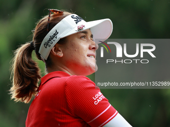 Hannah Green of Australia tees off on the 11th hole during Day Three of the KPMG Women's PGA Championship at Sahalee Country Club in Sammami...