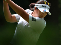 Haeran Ryu of Republic of Korea tees off on the second hole during Day Three of the KPMG Women's PGA Championship at Sahalee Country Club in...