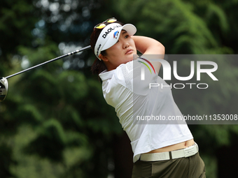 Haeran Ryu of Republic of Korea tees off on the 7th hole during Day Three of the KPMG Women's PGA Championship at Sahalee Country Club in Sa...