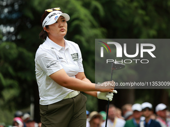 Haeran Ryu of Republic of Korea tees off on the 7th hole during Day Three of the KPMG Women's PGA Championship at Sahalee Country Club in Sa...