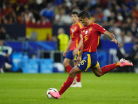 Rodrigo Hernandez defensive midfield of Spain and Manchester City during the UEFA EURO 2024 group stage match between Spain and Italy at Are...