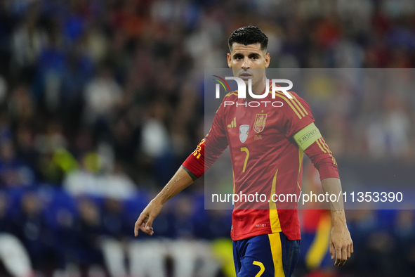 Alvaro Morata centre-forward of Spain and Atletico de Madrid during the UEFA EURO 2024 group stage match between Spain and Italy at Arena Au...