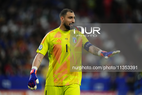 Gianluigi Donnarumma goalkeeper of Italy and Paris Saint-Germain during the UEFA EURO 2024 group stage match between Spain and Italy at Aren...