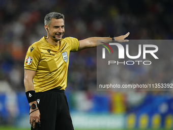 Referee Slavko Vincic during the UEFA EURO 2024 group stage match between Spain and Italy at Arena AufSchalke on June 20, 2024 in Gelsenkirc...